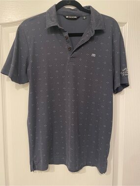 Travis Mathew Slate Blue Polo with Micro Dot Pattern